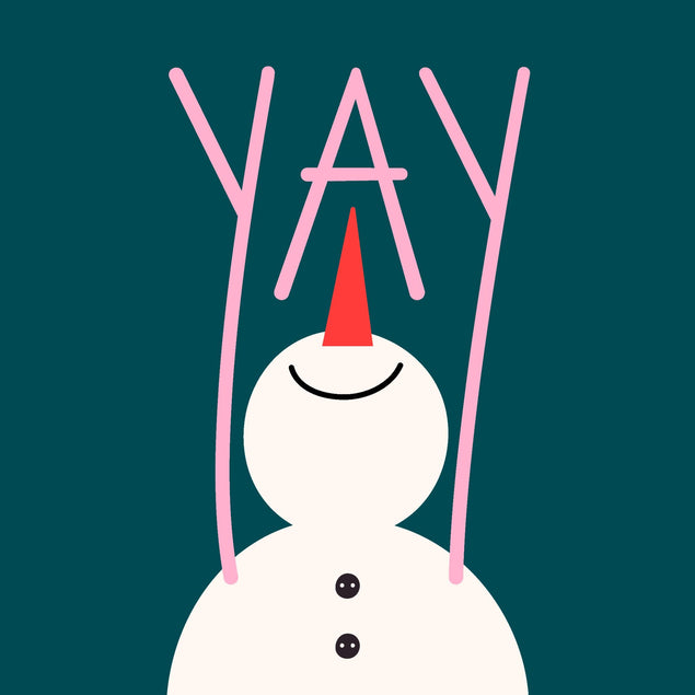 Yay Snowman Green Christmas Confetti-exploding Greetings Card