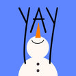 Yay Snowman Blue Christmas Confetti-exploding Greetings Card