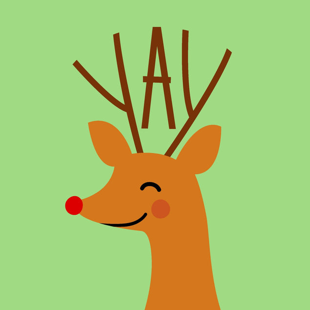 Yay Reindeer Green Christmas Confetti-exploding Greetings Card