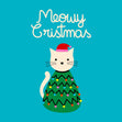 White Cat Meowy Christmas Confetti-exploding Greetings Card