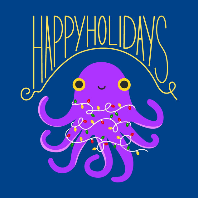 Happy Holidays Octopus Christmas Confetti-exploding Greetings Card