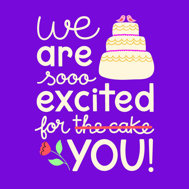 Excited For Cake Purple Wedding Confetti-exploding Greetings Card
