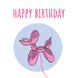 Pink Balloon Dog Birthday Card