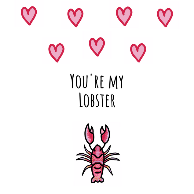You're My Lobster Pink Hearts Card