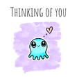 Cute Squid Thinking of You Confetti-exploding Greetings Card