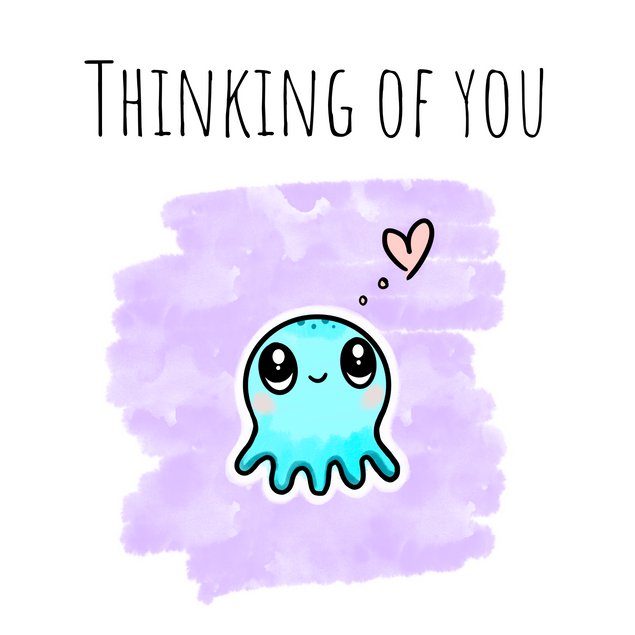 Thinking Of You Cute Squid Card