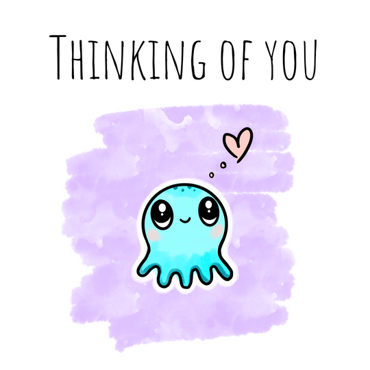 Thinking Of You Cute Squid Card