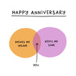 Funny Drives Me Insane And Keeps Me Sane Anniversary Card