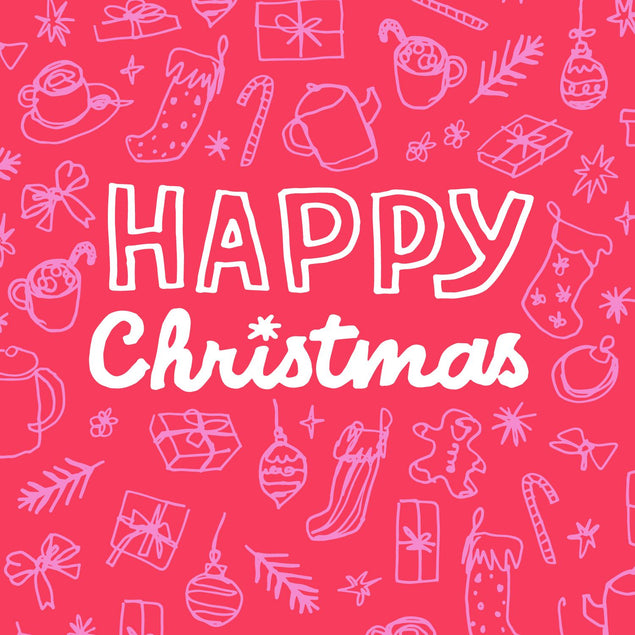 Happy Christmas - Christmas Symbols Pink Card