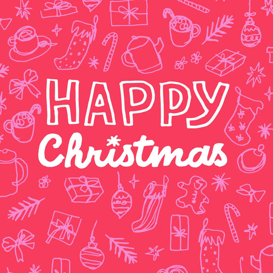 Happy Christmas - Christmas Symbols Pink Card