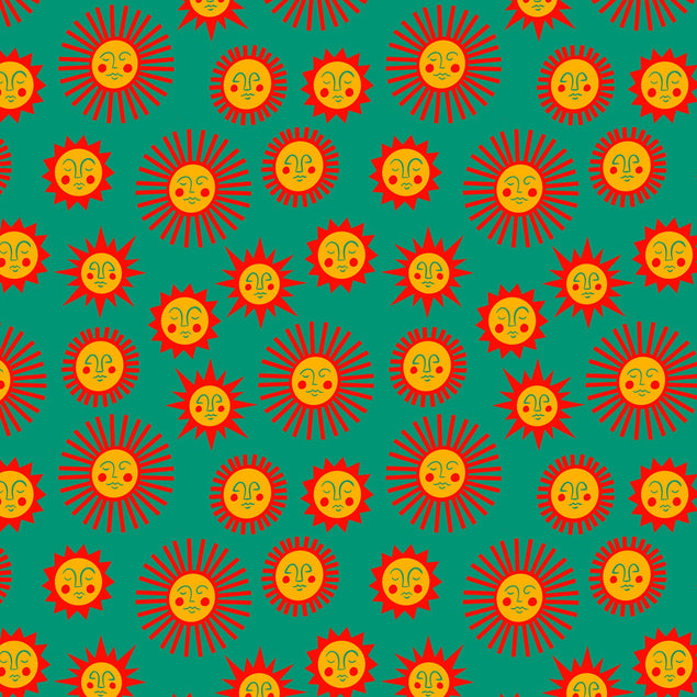 Green Illustrated Suns Card