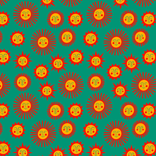 Green Illustrated Suns Card