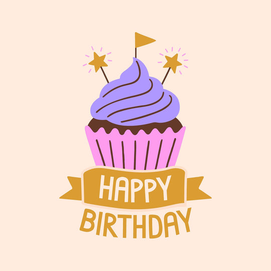Happy Birthday Purple Cupcake Card