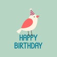 Happy Birthday Party Bird Light Green Card