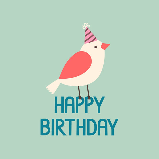 Happy Birthday Party Bird Light Green Card