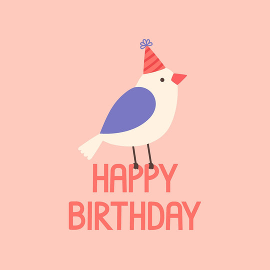 Happy Birthday Party Bird Peach Card