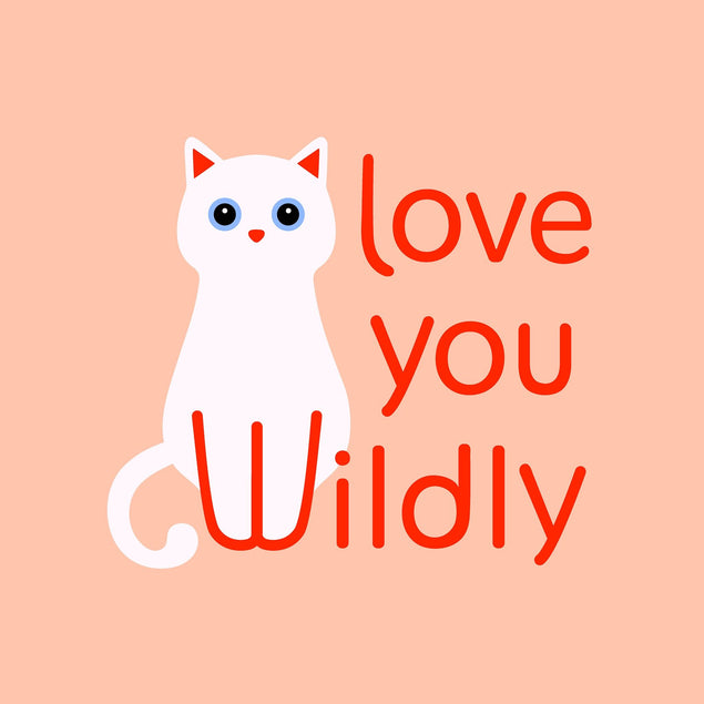 Love You Wildly Cute Cat Peach Card