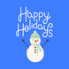 Happy Holidays Cute Snowman Blue Christmas Card