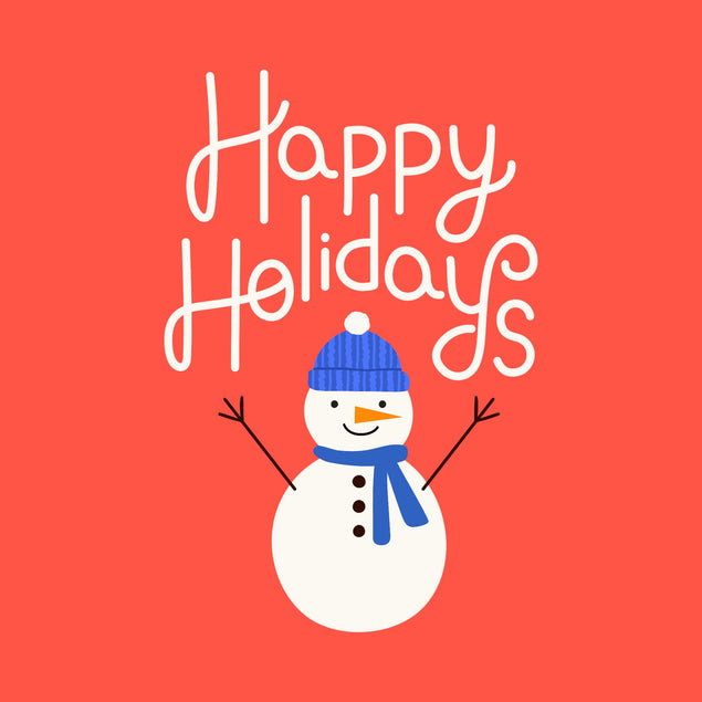 Happy Holidays Cute Snowman Red Christmas Card