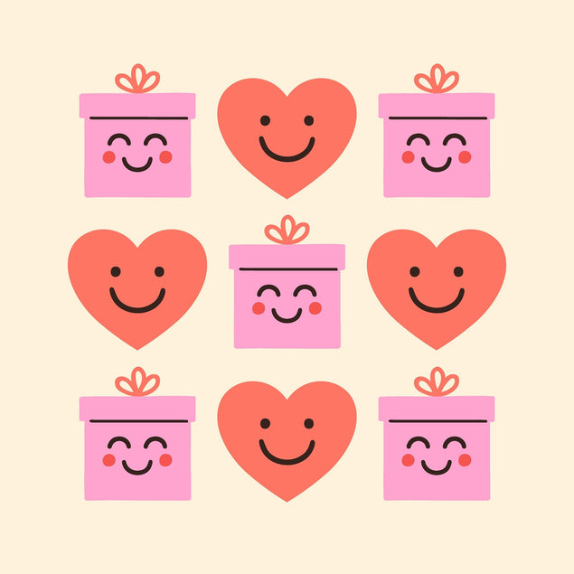 Hearts And Presents Beige Birthday Card