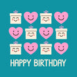 Happy Birthday Hearts And Presents Turquoise Card