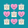 Hearts And Presents Turquoise Birthday Card