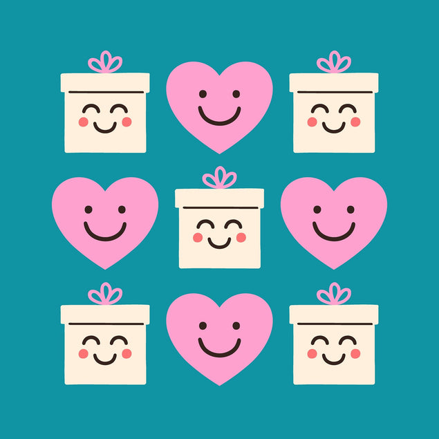 Hearts And Presents Turquoise Birthday Card