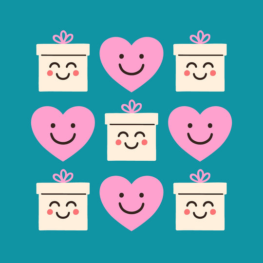 Hearts And Presents Turquoise Birthday Card