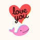 Love You Cute Pink Whale Card