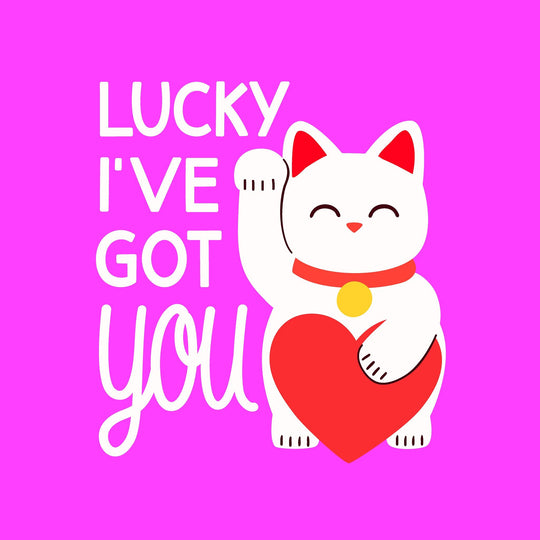 Lucky I've Got You Cute Cat Pink Card