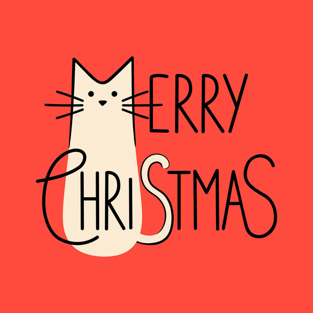 Merry Christmas Cat Red Card