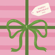 Happy Birthday Green Present Ribbon Card