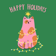 Happy Holidays Cat Tree Christmas Card