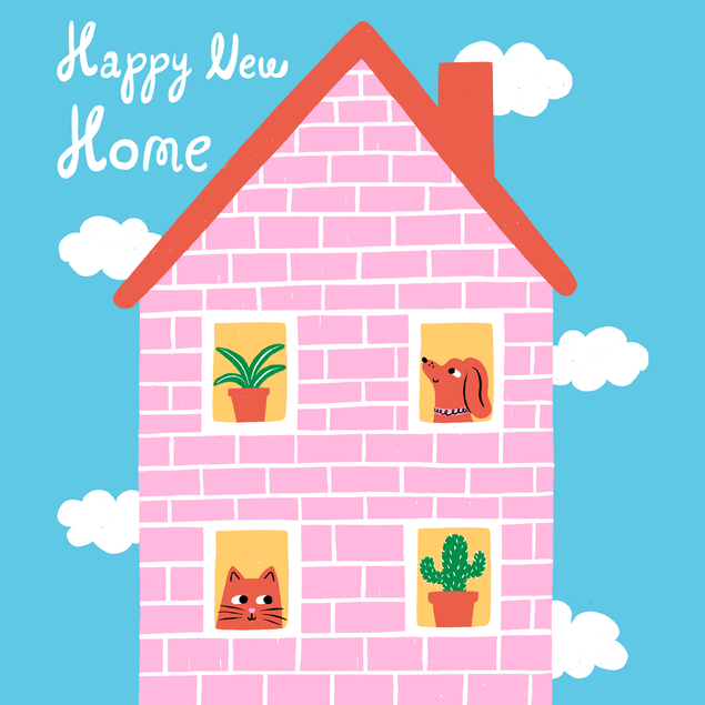 Happy New Home - Pink House Card