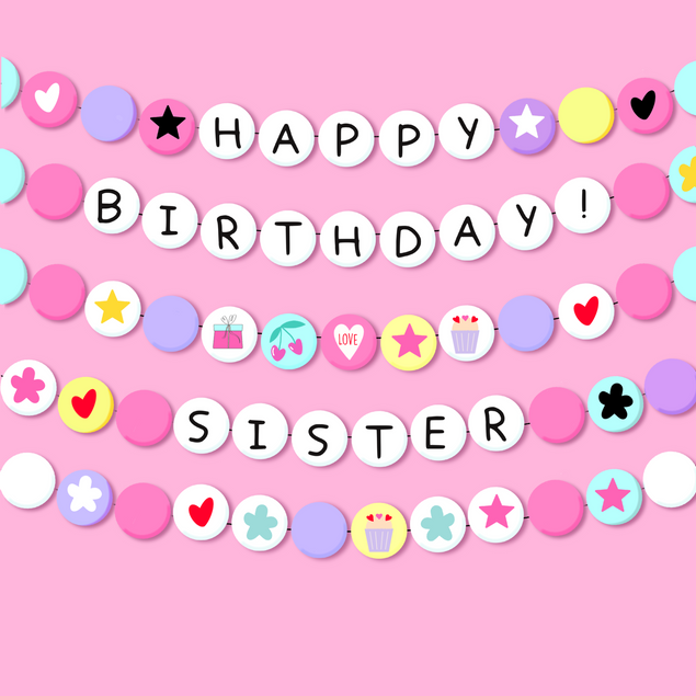 Happy Birthday Sister Cute Pink Card