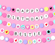 Happy Birthday Bestie Cute Pink Card