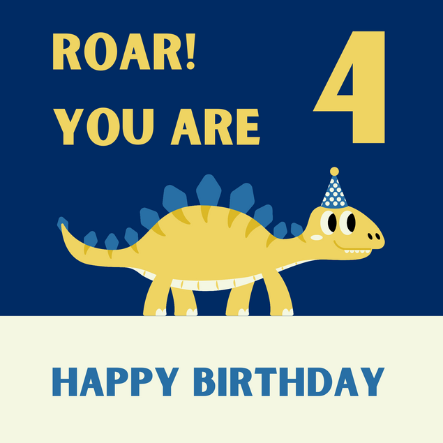 Roar! You Are 4 Birthday Card