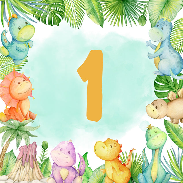 1st Birthday Cute Baby Dinosaurs Card