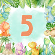 5th Birthday Cute Baby Dinosaurs Card