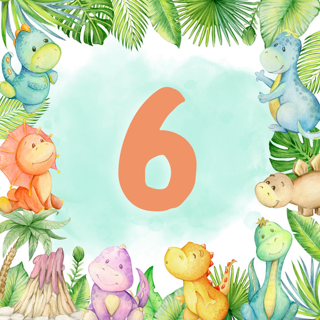 6th Birthday Cute Baby Dinosaurs Card
