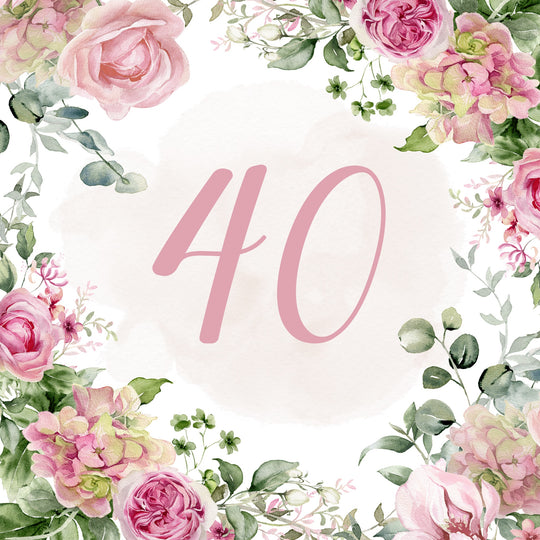 40th Birthday Pink Flowers Card