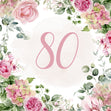 80th Birthday Pink Flowers Card