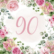 90th Birthday Pink Flowers Card