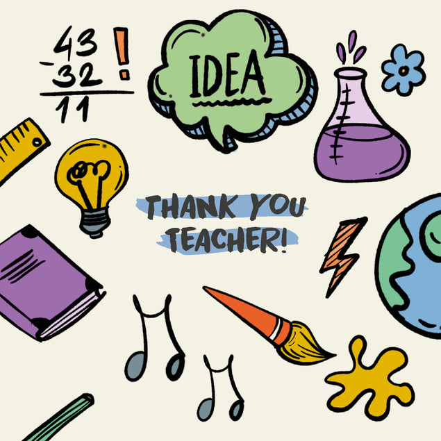 Thank You Teacher School Symbols Card