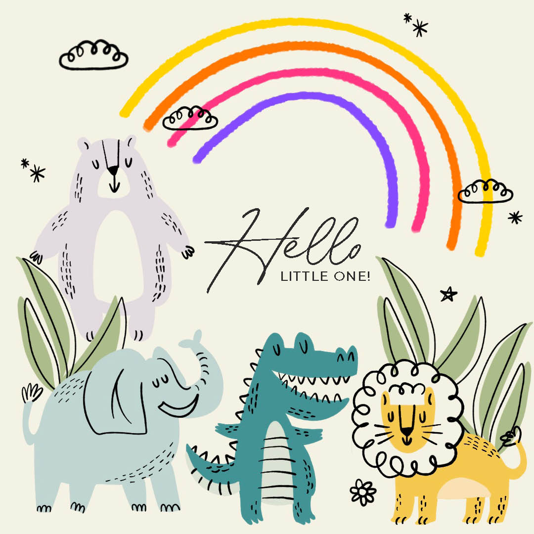 Hello Little One Cute Animals New Baby Confetti-exploding Greetings Ca ...
