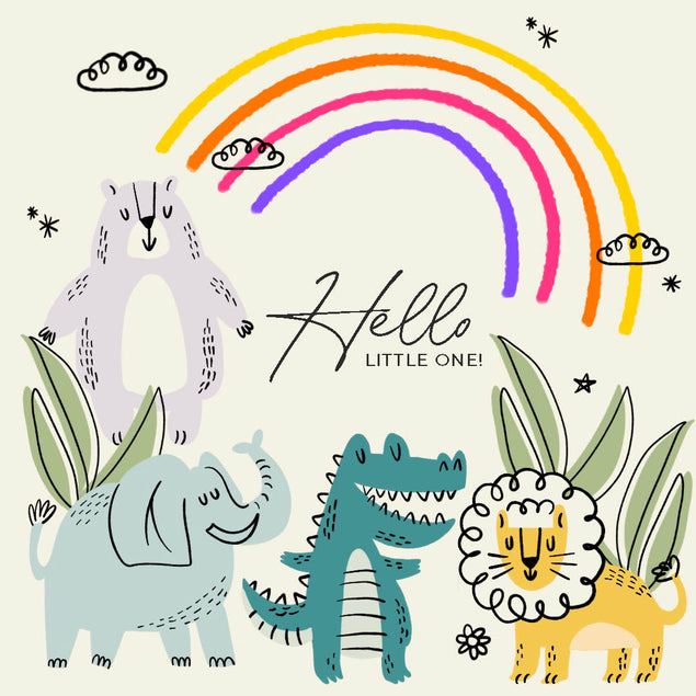 Hello Little One Cute Animals New Baby Confetti-exploding Greetings Card