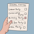 General Election - Birthday Party Funny Card