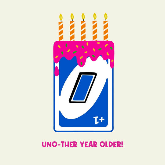 Uno-ther Year Older Birthday Cake Card