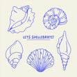 Let's Shellebrate! Seashells Pun Confetti-exploding Greetings Card