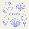 Let's Shellebrate! Seashells Pun Card